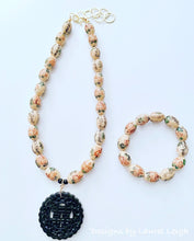 Load image into Gallery viewer, Chinoiserie Floral Calligraphy Bead Statement Bracelet - Ginger jar