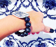 Load image into Gallery viewer, Peacock Pearl & Chinoiserie Peony Bracelet - Chinoiserie jewelry
