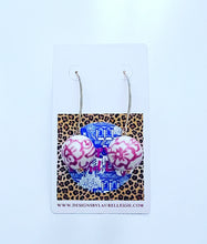 Load image into Gallery viewer, Pink & White Chinoiserie Floral Drop Earrings - Chinoiserie jewelry
