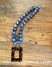 Load image into Gallery viewer, Chinoiserie Double Happiness Tortoise Shell Pendant Statement Necklace - White or Brown - Ginger jar