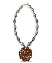 Load image into Gallery viewer, Brown Chinoiserie Ginger Jar Rattan Pendant Necklace - Chinoiserie jewelry