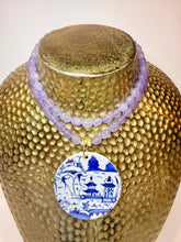 Load image into Gallery viewer, Lavender 2-Strand Chinoiserie Pendant Necklace