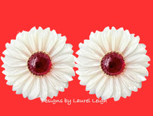 Load image into Gallery viewer, Red &amp; White MOP Floral Studs - Medium