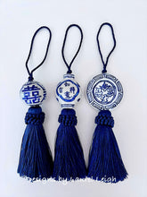 Load image into Gallery viewer, Navy Decorative Blue &amp; White Chinoiserie Tassel