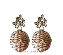 Load image into Gallery viewer, Rattan Gold Hydrangea Drop Earrings - Chinoiserie jewelry