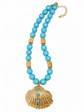 Load image into Gallery viewer, Turquoise Gemstone Shell Pendant Necklace