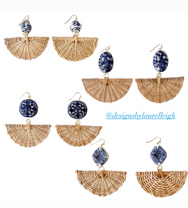 Rattan Chinoiserie Fan Earrings