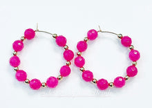 Load image into Gallery viewer, Pink Jade Gemstone Hoops - Chinoiserie jewelry