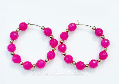 Pink Jade Gemstone Hoops - Chinoiserie jewelry