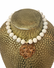 Load image into Gallery viewer, White Cinnabar Chinoiserie Pendant Necklace