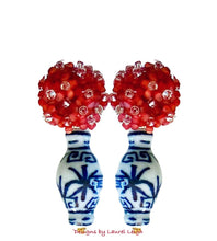 Load image into Gallery viewer, Chinoiserie Red Hydrangea Blossom Earrings