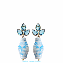 Load image into Gallery viewer, Light Blue Gemstone Chinoiserie Earrings - Chinoiserie jewelry