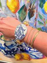 Load image into Gallery viewer, Chunky Gold Chinoiserie Focal Bead Bracelet