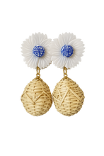 Load image into Gallery viewer, Pearl Floral Chinoiserie Rattan Drop Earrings