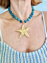 Load image into Gallery viewer, Blue Fossil Starfish Pendant Necklace