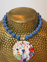 Load image into Gallery viewer, Blue Chinoiserie Watercolor Pendant Necklace