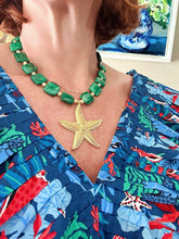 Load image into Gallery viewer, Green Malachite Starfish Pendant Necklace - Chinoiserie jewelry