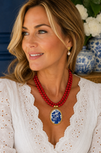 Load image into Gallery viewer, Red 2-Strand Blue Willow Pendant Necklace