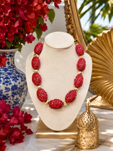 Load image into Gallery viewer, Chunky Red &amp; Gold Chinoiserie Necklace