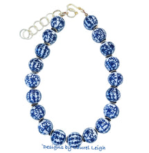 Load image into Gallery viewer, Blue &amp; White Chinoiserie Floral Necklace