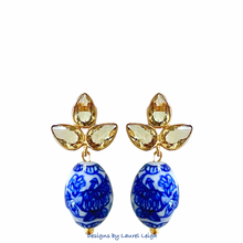 Load image into Gallery viewer, Yellow Gemstone Chinoiserie Earrings - Chinoiserie jewelry