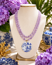 Load image into Gallery viewer, Lavender 2-Strand Chinoiserie Pendant Necklace