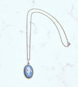 Vintage Wedgwood Jasperware Cameo Pendant Necklace - Chinoiserie jewelry