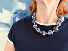 Load image into Gallery viewer, Chunky Chinoiserie Floral Beaded Necklace - Chinoiserie jewelry