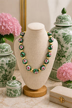 Load image into Gallery viewer, Chunky Green Chinoiserie Cloisonné Necklace