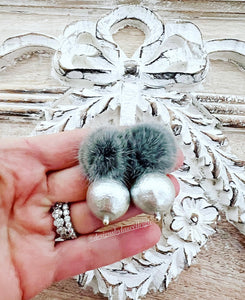 Gray Mink Silver Pearl Drop Earrings - Chinoiserie jewelry