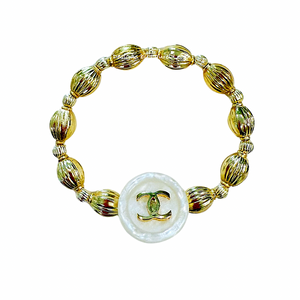 Gold Designer Button Bracelet