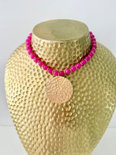 Load image into Gallery viewer, Hot Pink Gemstone Gold Pendant Necklace - Chinoiserie jewelry