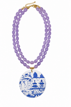 Load image into Gallery viewer, Lavender 2-Strand Chinoiserie Pendant Necklace