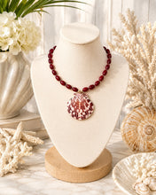 Load image into Gallery viewer, Garnet Red Gemstone Shell Pendant Necklace
