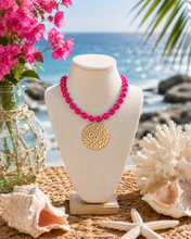 Load image into Gallery viewer, Hot Pink Gemstone Gold Pendant Necklace