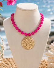 Load image into Gallery viewer, Hot Pink Gemstone Gold Pendant Necklace