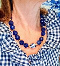 Load image into Gallery viewer, Chinoiserie Lapis Gemstone Necklace - Chinoiserie jewelry