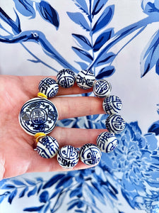 Chinoiserie Floral Focal Bead Bracelet - Chinoiserie jewelry