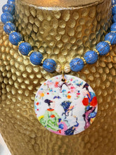 Load image into Gallery viewer, Blue Chinoiserie Watercolor Pendant Necklace