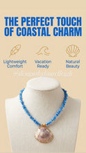 Load image into Gallery viewer, Blue Coral Seashell Pendant Necklace