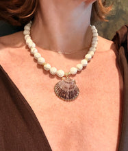 Load image into Gallery viewer, White Turquoise Gemstone Seashell Necklace