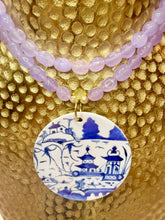 Load image into Gallery viewer, Lavender 2-Strand Chinoiserie Pendant Necklace