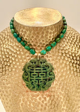 Load image into Gallery viewer, Green Turquoise Chinoiserie Pendant Necklace