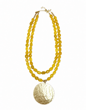 Load image into Gallery viewer, Yellow Double Strand Hammered Gold Pendant Necklace