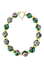 Load image into Gallery viewer, Chunky Green Chinoiserie Cloisonné Necklace