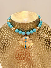 Load image into Gallery viewer, Turquoise Gemstone Shell Pendant Necklace