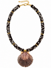 Load image into Gallery viewer, Black &amp; White Shell Pendant Necklace