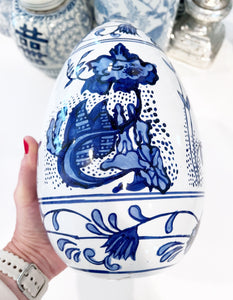 Blue & White Chinoiserie Ceramic Eggs - Chinoiserie jewelry