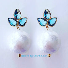 Load image into Gallery viewer, Light Blue Quartz Pearl Drop Earrings - Chinoiserie jewelry