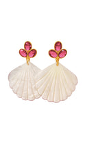 Load image into Gallery viewer, Pink Gemstone Pearl Shell Earrings